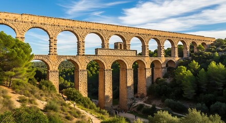 Obraz premium Ancient Roman Aqueduct Pont del Diable in Tarragona Spain.