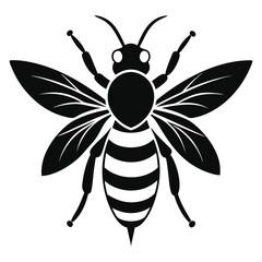 Bee Silhouette Vector on White Background