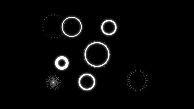 Glitter Motion Graphic fireworks line spark burst animation, glowing ellipse blast with shiny pop-up explosion effect, circle bursting firework motion graphics template on .4K Black screen.