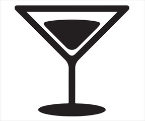 Vector silhouette of cocktail martini glass symbolizing alcohol and nightlife