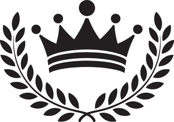 Elegant Crown and Laurel Wreath Emblem Design for Royalty, Success, and Achievement Projects