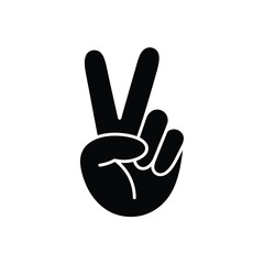 Fototapeta premium Black silhouette of a hand making the peace sign