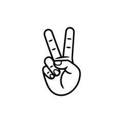 Obraz premium Hand making the peace sign with two fingers up