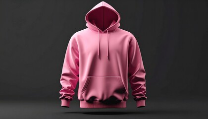 Realistic blank pink pullover hoodie mockup for apparel design and branding presentation on a dark background