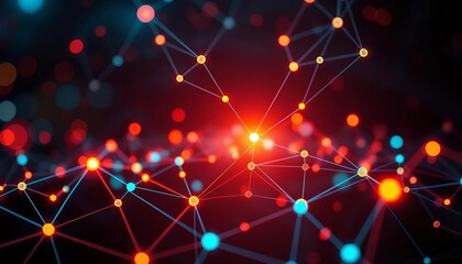 Abstract network nodes glowing, symbolizing global stock market fluctuations,  energy,  illustration