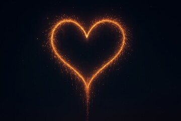 Bright sparks trace a heart shape against a dark background.