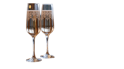 Two champagne glasses standing tall, inviting celebration and joy.