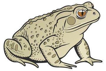 Cartoon Toad Illustration Showing Rough Textured Skin and Bulbous Eyes Depicting Amphibian in Detailed Fashion