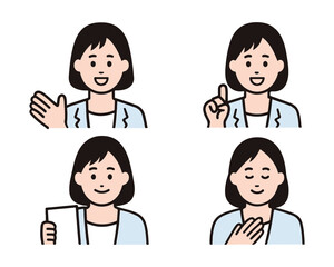 Business Expression Set of a Young Female Consultant