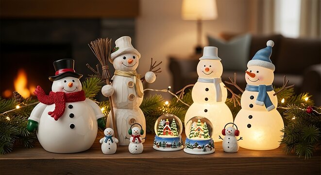 Charming Christmas Snowman Family Decor.