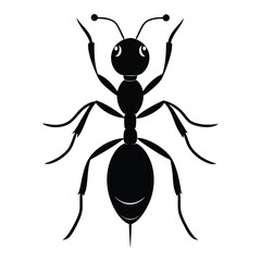 Black Ant Vector Icon in Silhouette Style