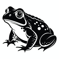 Monochromatic Frog Illustration with Detailed Skin Texture and Distinct Features Presenting a Bold and Striking Visual