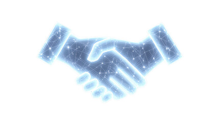 Digital handshake glowing futuristic technology network partnership agreement business connection innovation Digital handshake glowing with futuristic network lines symbolizing technology