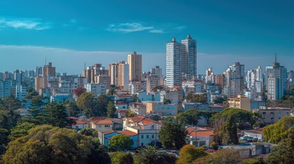 Obraz premium Cityscape aerial view with diverse buildings
