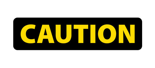Caution label PNG with transparent background, bold black and yellow safety warning sign for industrial hazard and workplace use