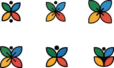 Naklejka premium Colorful abstract butterfly shapes with dots green