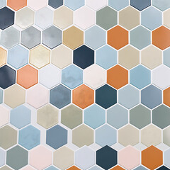 Abstract Hexagon Tile Pattern: Soft Hues, Modern Design, Calming Aesthetic