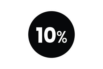 Ten Percent Discount Icon in Black Circle Color on Transparent Background