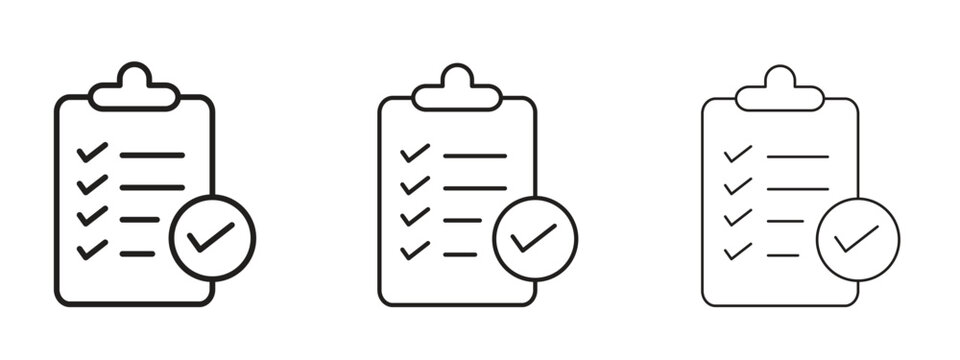 Clipboard check icon Illustration Eps10. Line with editable stroke