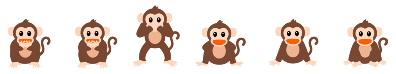 vector flat monkey emoji icon
