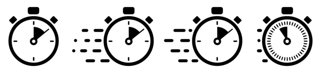 fast stopwatch timer icon set
