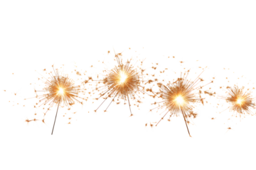 sparklers burning brightly, creating a festive atmosphere isolated on white background