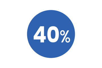 Forty Percent Discount Offer in Blue Circle on Transparent Background