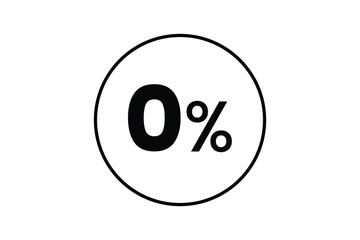 Zero Percent Sign in White Oval Shape on Transparent Background