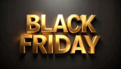 Gleaming golden text "BLACK FRIDAY" against a dark, blurred background, highlighting the words with dramatic lighting