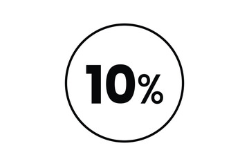 Ten Percent Off Sale Badge Icon in White on transparent background