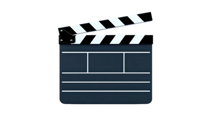 Film clapperboard black and white isolated on transparent background used in movie production filmmaking video recording and creative projects symbolizing action and creativity