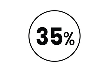 Thirty Five Percent in White Circle Shape on Transparent Background