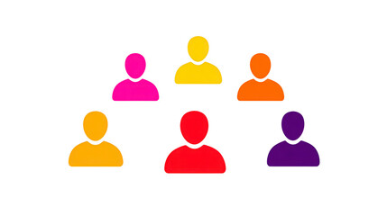 Red person icon yellow person icon orange person icon purple person icon pink person icon group diversity teamwork community connection isolated transparency background simple flat colorful