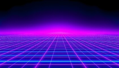 Retro Neon Cyber Grid Backgrounds – Futuristic Sci-Fi and Cyberpunk Style