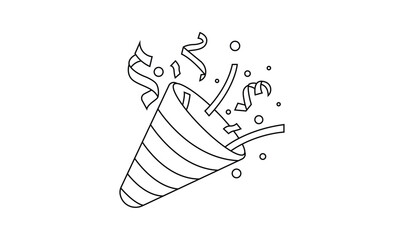 party popper Line Icon. birthday confetti explosion. Simple minimal isolated on transparent background, EPS 10