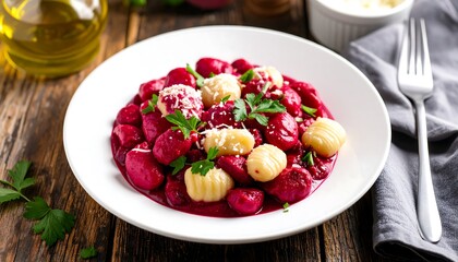 Beetroot pasta dish
