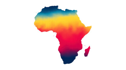 Africa map watercolor colorful abstract continent yellow red blue artistic creative vibrant modern isolated geography design decorative illustration gradient paint splash vivid unique shape