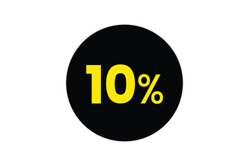 Yellow Ten Percent Discount Icon on Transparent Background