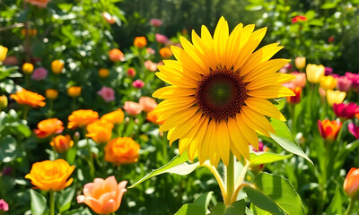 sunflower in the garden Background HD Photo 