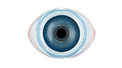 Blue eye digital technology futuristic iris cyber abstract circular biometric security blue digital eye with detailed iris and futuristic circular elements representing technology security