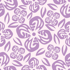 Seamless floral pattern, liberty ditsy print with gently tiny flowers. Cute botanical design, pretty ornament: hand drawn plants, simple small flowers, tiny leaves on a light pink background. Vector.