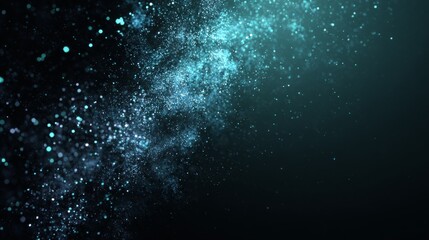 Naklejka premium Dark background with subtle glowing particles like digital stardust, minimal futuristic composition, large negative space for NFT branding or artwork, 16:9