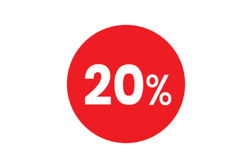Red Twenty Percent Off Sale Tag on transparent background