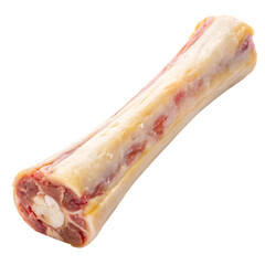 Raw beef bone with marrow and meat on black background