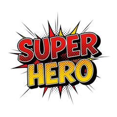 Superhero comic book style text on