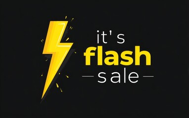 Flash Sale Ad: Yellow Lightning on Black Background