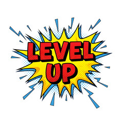 Level up comic book style text on
