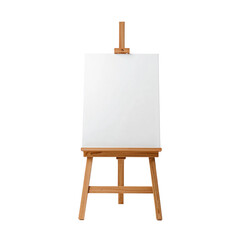 Front View of Wooden Easel with Blank Canvas
