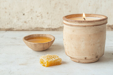 Candle and honey rustic arrangement
