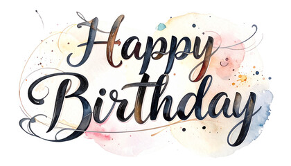 A vector art design for a Happy Birthday celebration with decorative text and symbols